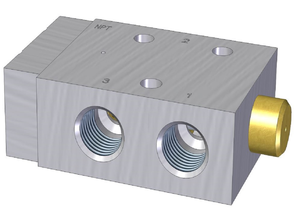 3/2-cestný CNOMO ventil, s vonkajším pomocným vzduchom